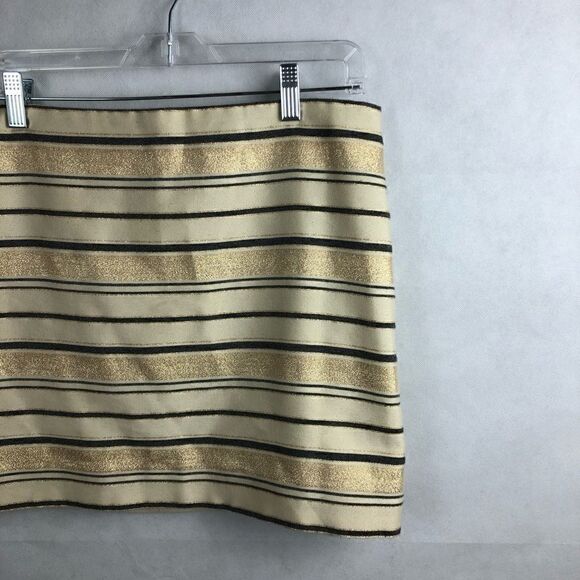 J.Crew Gold Metallic Stripped Skirt Sz8 - Picture 3 of 7
